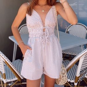 Linen stripped romper